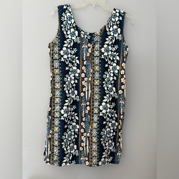Vintage Hawaiian Floral Sleeveless Dress - Picture 1 of 4